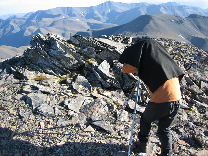 Claude with 4×5 camera in the De Long Mountains, Alaska, 2005